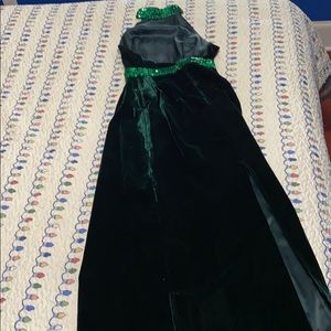 Emerald green velvet dress